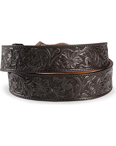 Justin Men's Longhorn Buckle Leather Belt Reg. and Big Black 402