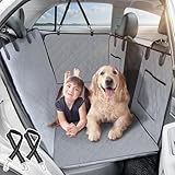 RUYICZB Backseat Extender for Dogs, Dog Seat Cover Hard Bottom, Dog Car Seat Cover for Back Seat Foldable, Dog Hammock Waterproof Seat Protector for Pets for Car SUV with Dog Seat Belt,Gray