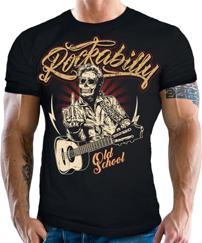 Gasoline Bandit Rockabilly - Maglietta, motivo: Old School Nero XXXXL