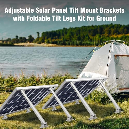 Image of 4 Pack Adjustable Solar Panel Mount Brackets with 17-28 inch Foldable Tilt Legs | Adjustable Solar Panel Brackets Kit for RV /Roof /Ground Fits EcoFlow /Jackery /Bouge RV