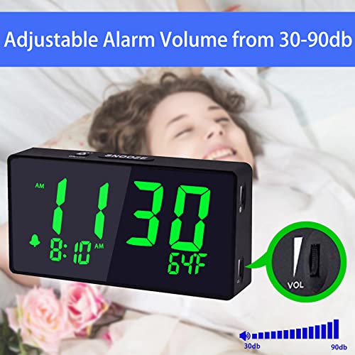 image for BOCTOP Desk Digital Alarm Clock for Bedroom, Green 6