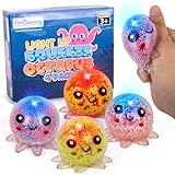 ArtCreativity Jumbo Light Up Squishy Octopus Toys – Set of 4 Fidget Sensory Toys for Kids & Adults – Glow in The Dark Toys for Autism, ADHD, Anxiety, Party Favors & Classroom Rewards