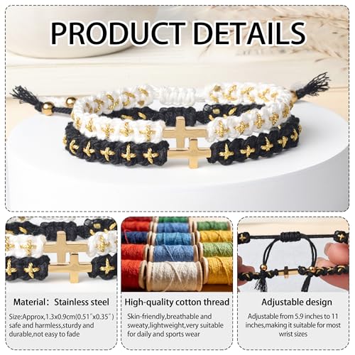 Pulsera de cruz trenzada ajustable para parejas miniatura 2