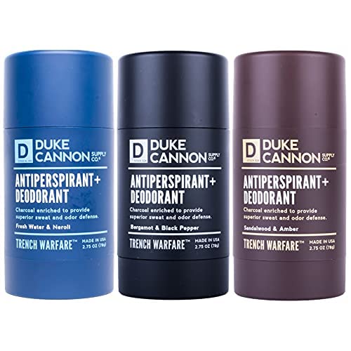 Duke Cannon Supply Co. Trench Warfare Antiperspirant & Deodorant for Men (Bergamot&BlackPepper, FreshWater&Neroli, Sandalwood&Amber) Variety-Pack - Maximum Strength Protection, 2.75 oz(Variety 3 Pack)