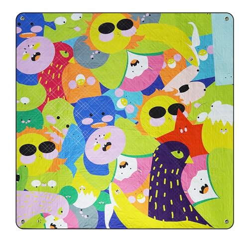 Outdoor Picnic Blanket, DIY Cute Animal Pattern, Suitable for Chi...