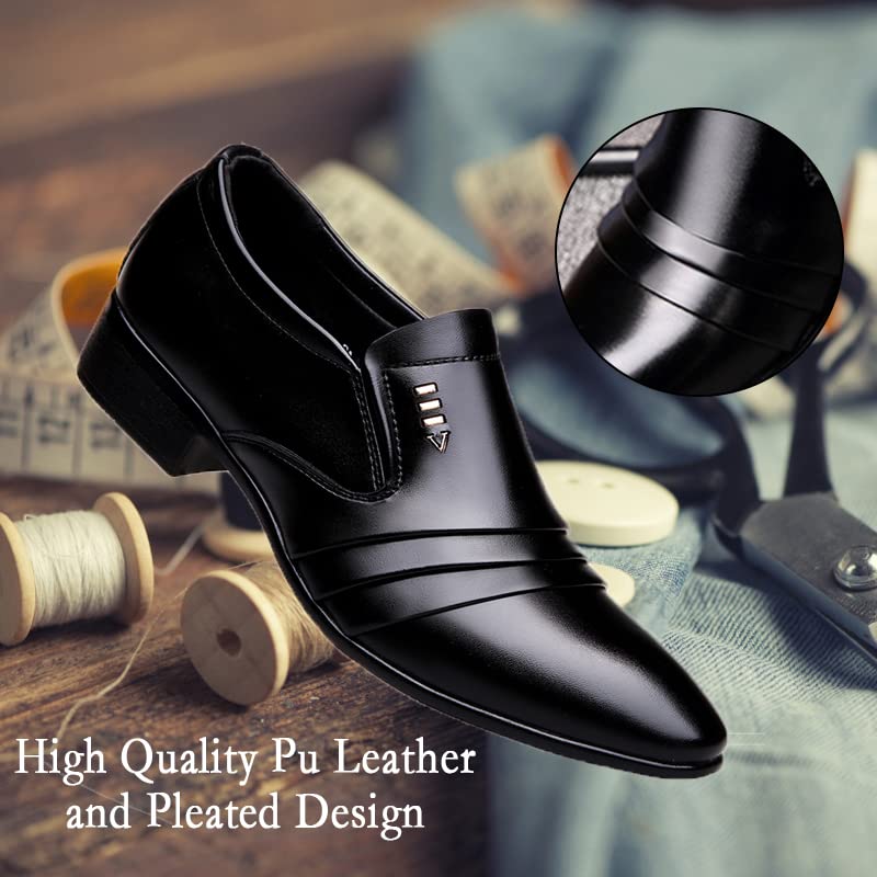 Men’s Dress Shoes Oxfords Uniform Business Slip On Formal Soft Classic Wedding Casual Modern Work Shoes Black US6-153