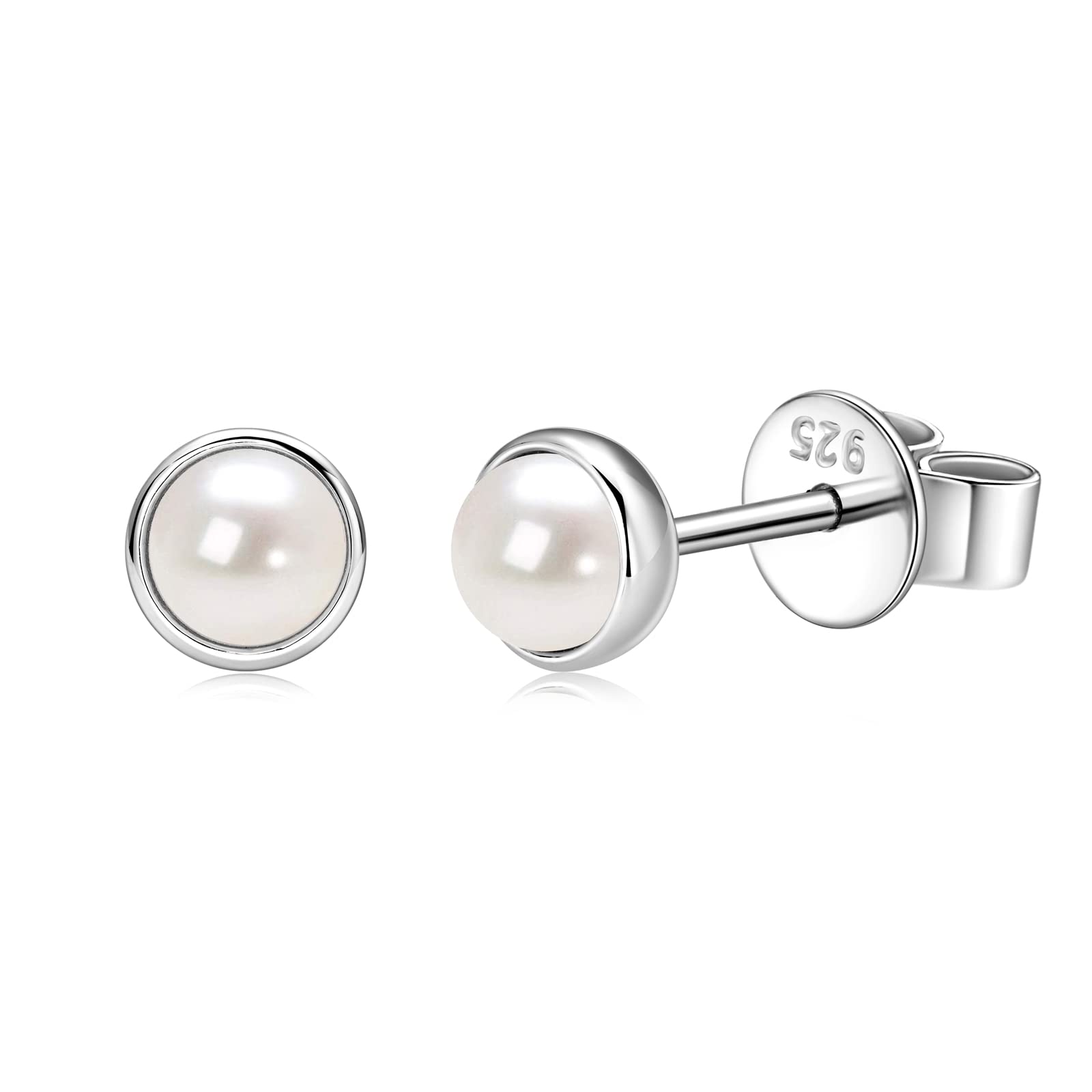 Aretes de perlas para mujer, chapados en oro de 18 quilates, seleccionados a mano, perlas cultivadas de agua dulce AAAA, hipoalergénicos, aretes de boda, regalo de joyería para ella, Plata
