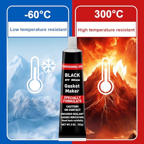 Image of 340g RTV Silicone Gasket Maker, Black Silicone Sealant Shockproof and Leakproof, High Temperature Resistant, RTV Sealant Can be Used in Engines, Transmissions, Superchargers and All Types of Gaskets