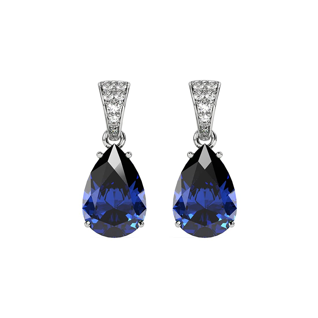 CLARA 925 Sterling Silver Royal Blue Tear Drop Earrings with Screw Back | Rhodium Plated, Swiss Zirconia | Gift for Women & Girls (B09D3JXJZY) Amazon Price History, Amazon Price Tracker