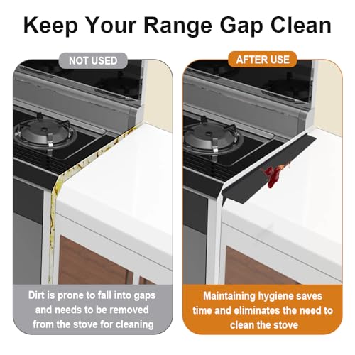 Image of KindGa Stove Gap Filler - Silicone Stove Gap Covers 25 Inch 2 Pack Black | Foldable kitchen counter range gap guards, electric stove gap filler, oven side sealing strip between countertop and stovetop