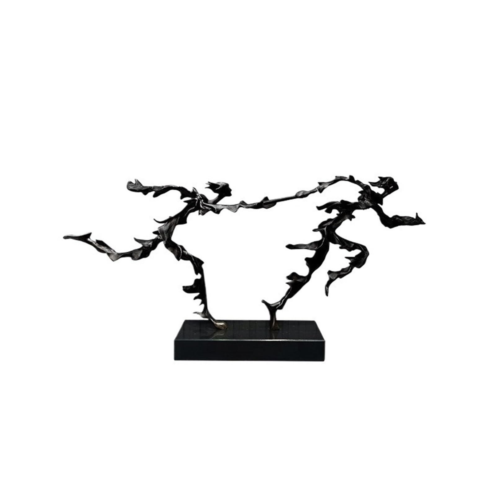 zhuyanbo007 Desk Statue, Minimalist Running Figures Sculpture Metal Art Decor with Marble Base(Black)