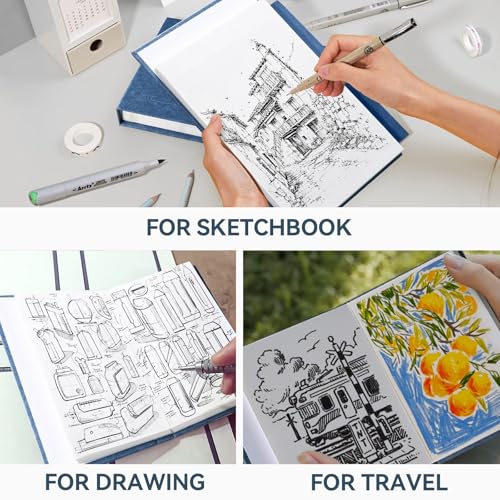 Arrtx A6 Sketchbook 5.8"x4.1" - 120 Sheets/240 Pages(2 Pack), 180gsm Acid-Free Paper Blank Sketch Book, Hardcover Portable Artist Sketch Journal for Drawing, Illustration & Travel image 12