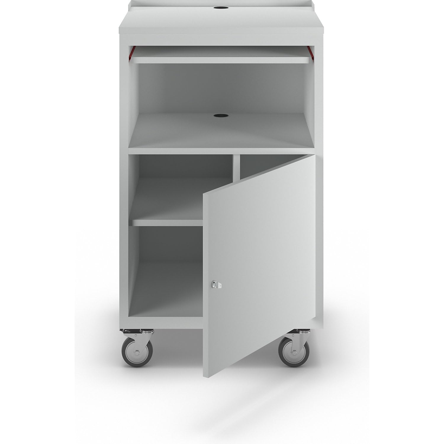 eurokraft | PC-Pult | mobil | HxBxT 1170 x 690 x 590 mm | lichtGrau RAL 7035