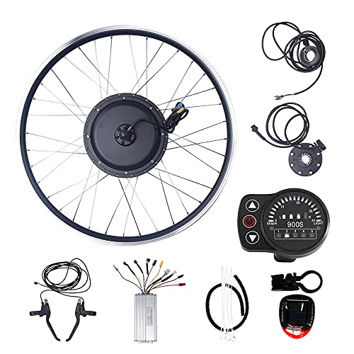 Wheel Hub Motor Kit 48V 500W Brushless Non-Gear Front Wheel Electric Bicycle Conversion Kit-Electric Bike Kit with 20Inch 24Inch 26Inch 27.5Inch 28Inch 29Inch (LED900S, 48V 500W Front 20Inch)