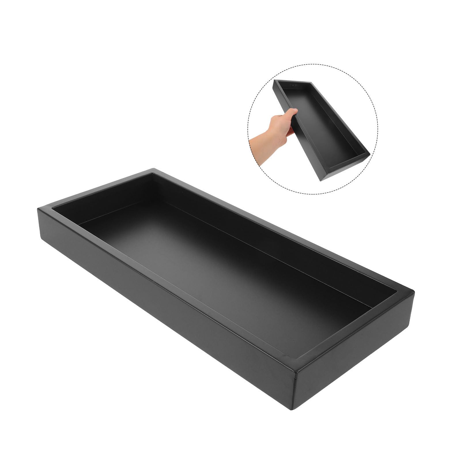 Bandeja para Plantas Rectangular de Hierro Negro, 15x6, 7x1, 6 Pulgadas