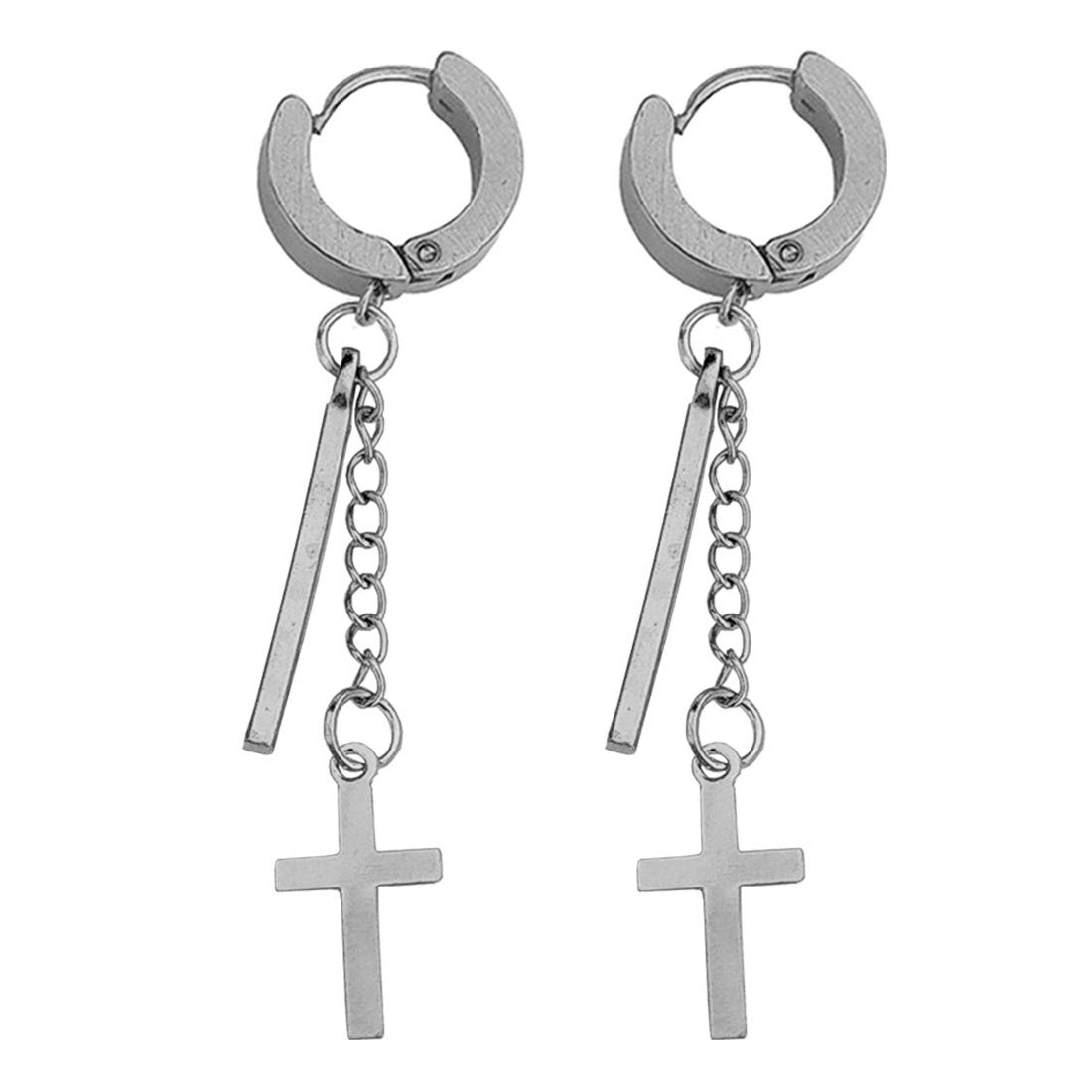 Sullery Religious Jesus Christ Cross Silver Stainless Steel Hoop Earrings For Men And Women (B08ZJWB8RL) Amazon Price History, Amazon Price Tracker