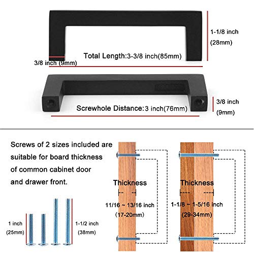 Koofizo Solid Square Bar Cabinet Handle - Chrome Furniture Pull, 3 Inch/76Mm Screwhole Distance, 10-Pack For Kitchen Cupboard Door, Bedroom Dresser Drawer, Bathroom Wardrobe Hardware #TOP6