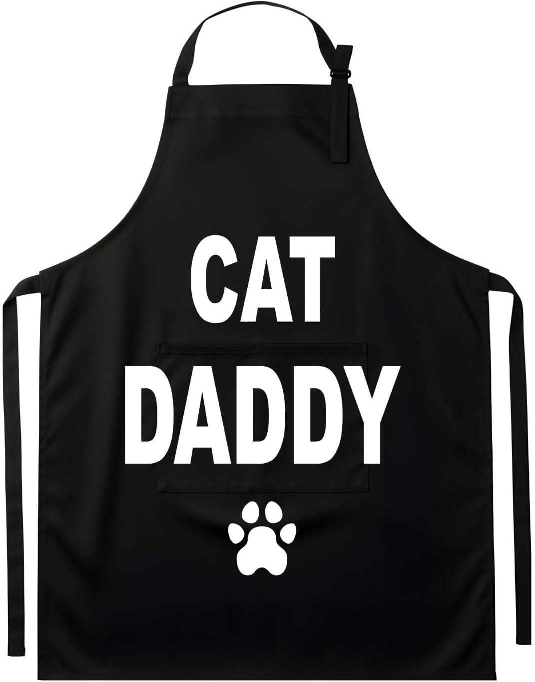 Cat Daddy Apron, Unisex, Black, One Size Fits All, Cotton Blend, Casual, Text Graphic, 2 Pockets