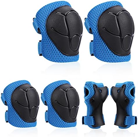 Knee Pads Elbow Pads Ages 3-6 Toddler & 5-8 Kids, 6 in 1 Protective Gear Safety Set with Wrist Guard for Cycling Skateboard Roller Skating Scooter Bike Ski Sports Boys Girls