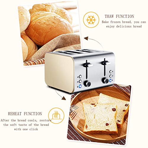 4 Scheiben Toaster, Multifunktions-Toaster Aus Rostfreiem Stahl Extra Breite Schlitze Brotmaschine Frühstück… – Bild 3