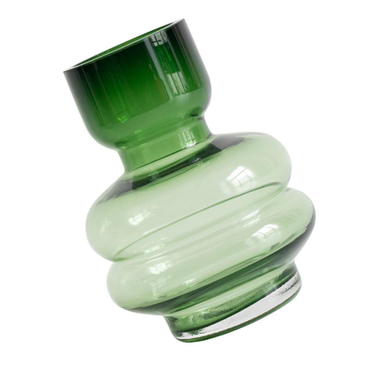 Vase en verre vert à fond épais stable pour éviter les chutes