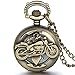 JewelryWe Reloj para Hombre Reloj de Bolsillo Estilo Vintage con Diseño Retro de Motocicleta, con Movimiento de Cuarzo y Cadena, Estilo Steampunk, Regalo para el Día del Padre y Navidad