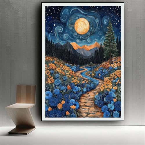 Diamond painting fleur paysage 5D broderie kit complet 50x70cm