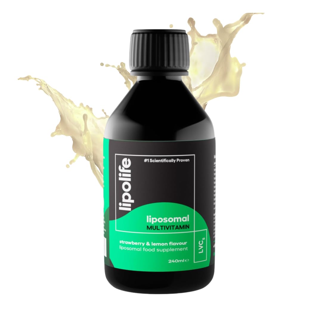 lipolife Liposomal Vegan Multivitamin | Higher Absorption, Scientifically Proven | Advanced Formula. Strawberry and Lemon Flavour. 240ml. for Your Family's Immune Health.