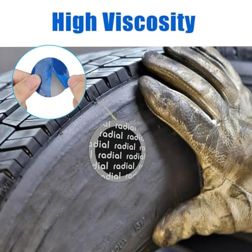 Image of 92 Pcs Tire Repair Patch Tools Kit,Tire Patches Kit 32mm 42mm 58mm | Round Natural Rubber Tire Patch Automotive Tire Repair Kits with Tire Patch Roller Liner Scraper for Truck Bike Motorcycle
