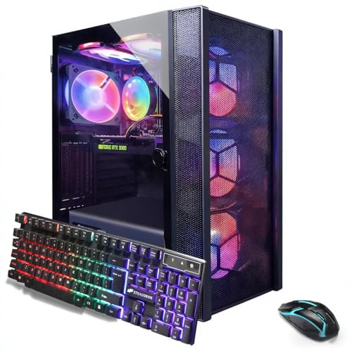 STGAubron Gaming PC Desktop Computer, Intel Core i7-10700KF up to 5.1G, GeForce RTX 3060 12G, 16G DDR4, 1T SSD, WiFi 6, BT 5.0, RGB Fan x6, Windows 11 Home by STGAubron - Used condition - CA$1043.64