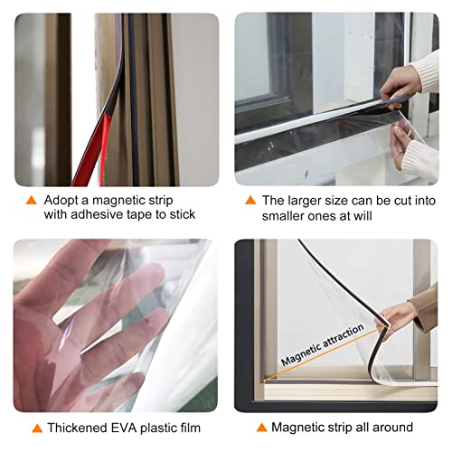 DIY Magnetic Window Insulation kit Transparent Film with White Frame Max 61"X59"(155×150cm) Fits Any Size Smaller Coverings to Keep Cold Out Storm Warm in Winter - Image 3