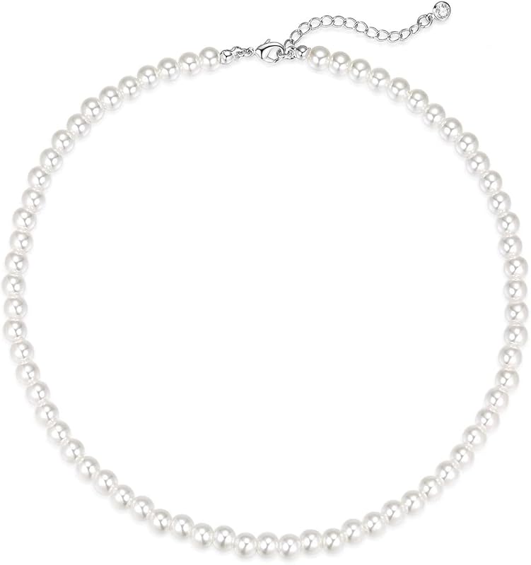 Pearl Necklaces for Women 14K Gold Plated Dainty Layered Single Pearl Necklace Simple Daisy Pearls Choker Cute Gold Necklace Stack Jewelry Sets for Women Trendy Gifts