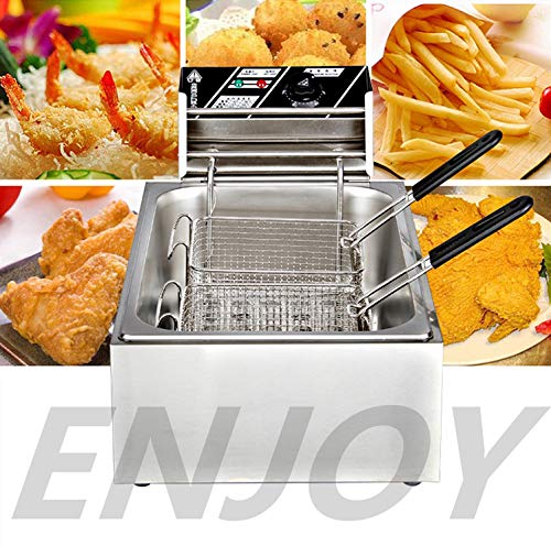 Gas-Fritteuse, schwere Edelstahl-Fritteuse, mit herausnehmbarem Korb und professionellem Heizelement, Pommes Frites, für Restaurant, Fast-Food-Gebrauch – Bild 8