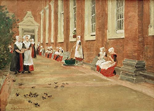 Peinture moderne Max Liebermann Temps libre à l'orphelinat d'Amsterdam tableau déco salon 60x90