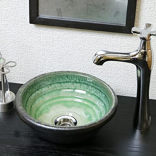 Amazon 信楽焼 3サイズから選べる 洗面ボール 緑ガラス 手洗い鉢 ミニ Tr 1080 洗面鉢 洗面器 洗面シンク 洗面ボウル 洗面台 手洗い 手洗い器 陶器洗面 陶器 焼き物 しがらき焼 おしゃれ オシャレ 和風 洋風 洗面ボール 洗面器
