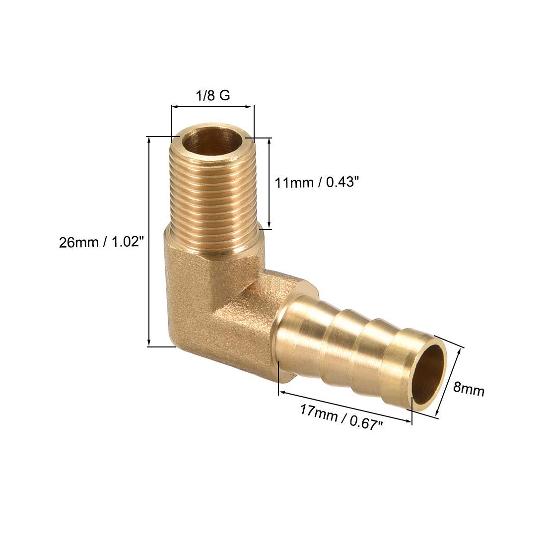 Raccordo per tubo in ottone a gomito 90 gradi G1/8 femmina X G1/8 femmina 2 pezzi