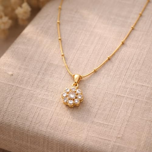 Image of RIDHVEE Anti-Tarnish Gold Plated Pendant Necklace for Women & Girls | Skin Friendly Lightweight Fashion Jewellery | Elegant Minimalist Chain Necklace & Gifting