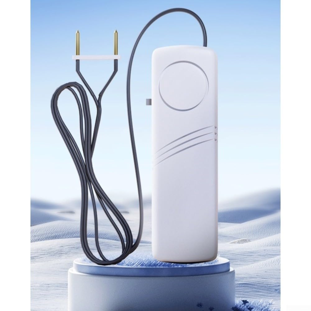 Alarma de nivel de agua con zumbador fuerte de 100 dB para el hogar, tanque de acuario, piscina, detector de fugas de desbordamiento, sensor de sonda de cobre, fácil de instalar, funciona con