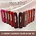 Miss Rose Long-lasting Lipstick Set, 12 PCS Multi Colored featuring full-pigment lip color with a smooth, ultra-matte finish in 12 shades