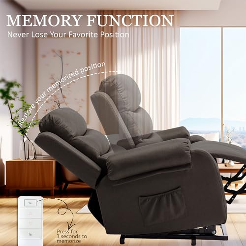 Sillón reclinable eléctrico negro lino miniatura 4