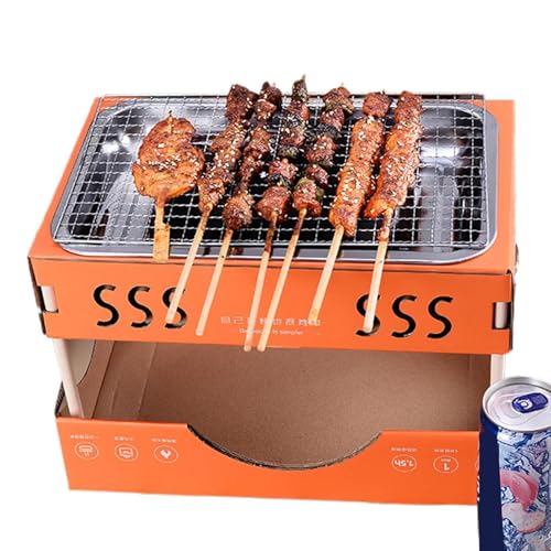 Barbecue de camping portable, barbecue de table en acier inoxydable au charbon de bois - Grill extérieur portable pour 1 à 3 personnes,Rassemblement de famille cuisinant un gril de camping pliable