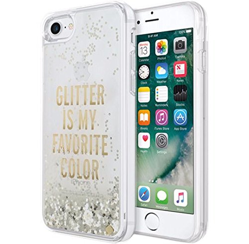 Kate Spade New York Clear Liquid Glitter Case for Apple iPhone 7 - Glitter is My Favorite Color (Gold)