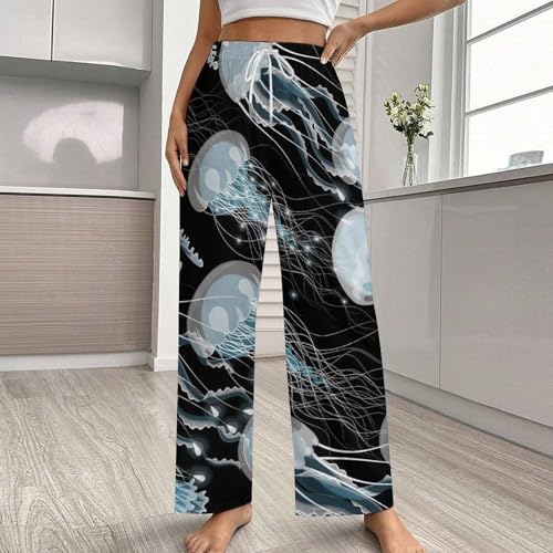 Pajama Pants for Men Women Vibrant Couple Home Sleep Pants Sleepwear Gifts Glowing Jellyfish2