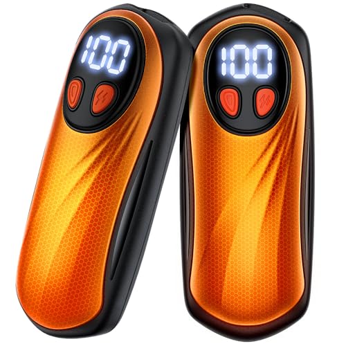Hand Warmers Rechargeable 2 Pack, 6000mAh Electric Hand Warmers, 5-Level Heating with Battery Display, Reusable Portable Pocket Heater, Gifts for Christmas, Outdoor, Golf, Travel, Hunting, Camping