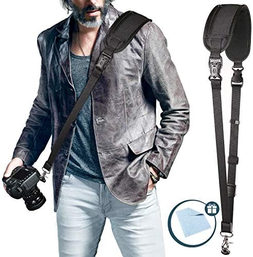 Estpeak Photo Rapid Fire Camera Neck Strap w/Quick Release Plate Sling Strap Professional Photographers Safety Tether Camera Shoulder Strap for Canon Nikon Sony Digital DSLR Camera Strap
