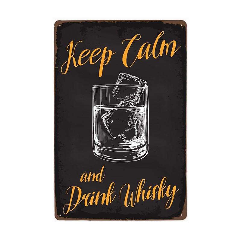 Whiskey Bar - Placa de metal retro vintage (4 unidades)
