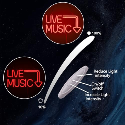 Image of Live Music Neon Sign for Music Studio Record Wall Decor Led Light Up Sign Accessories Red Words Neon Sign