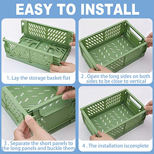 Lighterday 6pcs Collapsible Crates Storage Boxes,Plastic Stackable Storage Baskets,Small Foldable Basket Storage Organiser Box for Office Bedroom Kitchen Drawer Bathroom Toy - Image 3