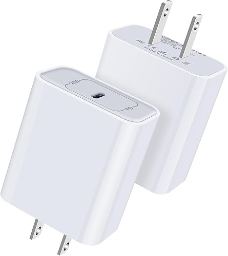Cargador de pared USB C para iPhone, paquete de 2 bloques de carga rápida PD de 20 W, bloque de cargador USB C, caja de cubo de ladrillo para iPhone