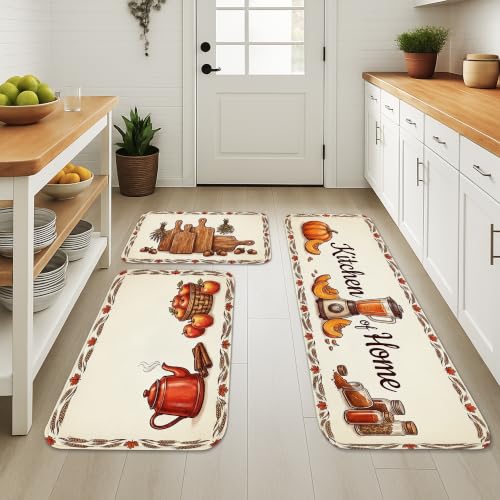 Tapis de cuisine rustiques citrouilles lavables grand confort pour buanderie et entrée